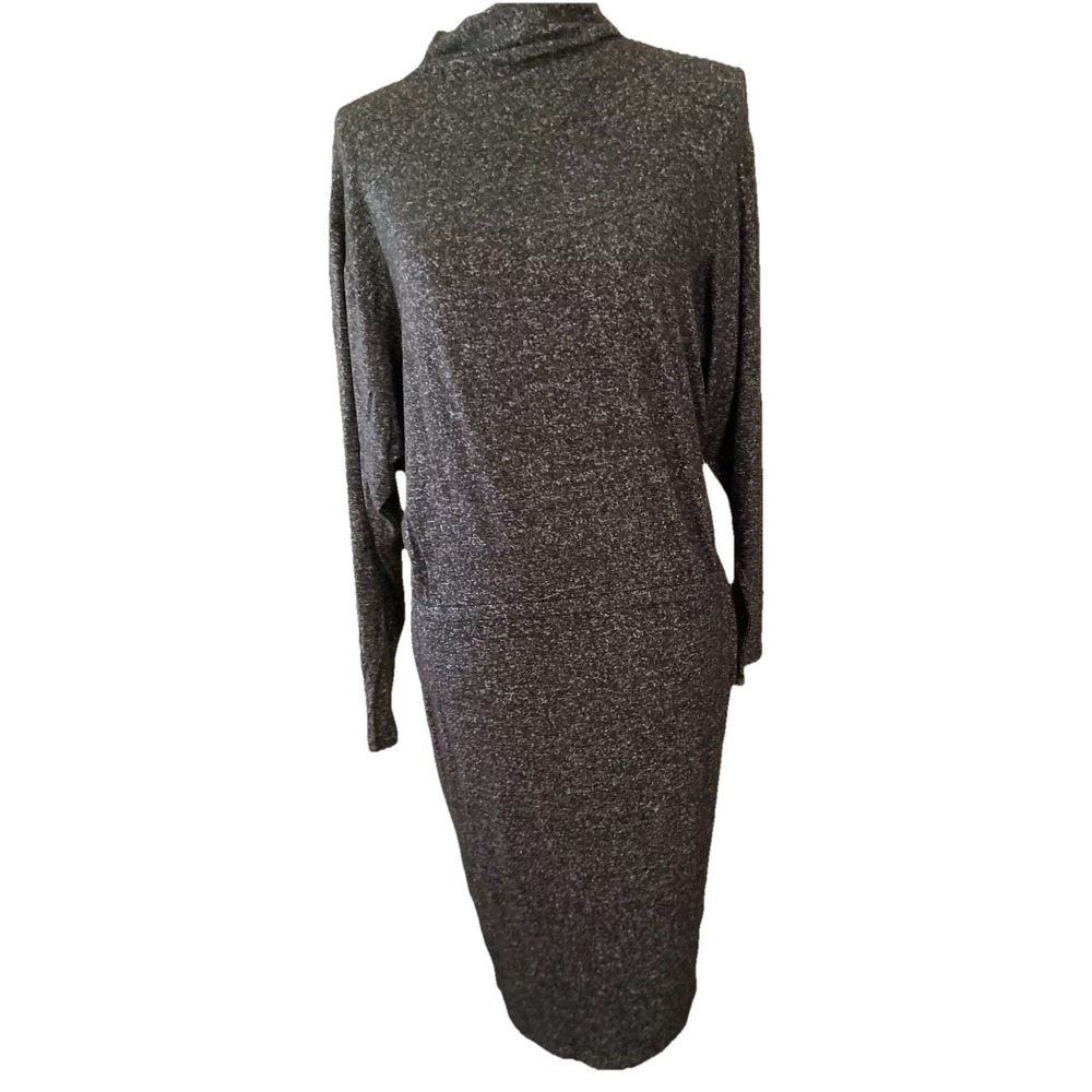 Keneth Cole‎ Dress SZ Small Mock Turtle Neck Soft Knit Charcoal Gray Chic